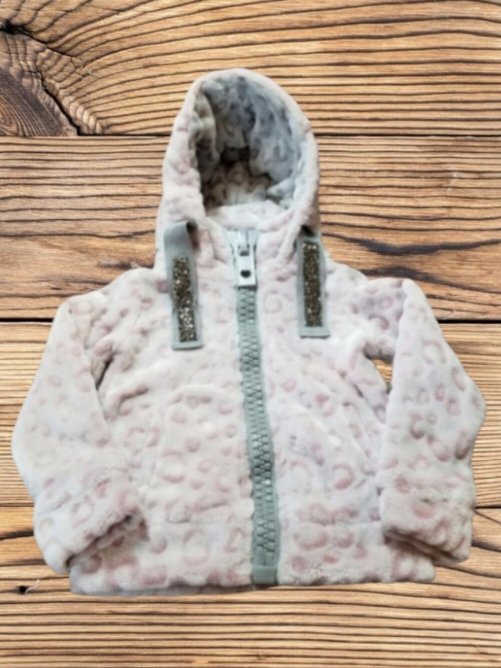 PINK BABY LOVE MY TEDDY FLEECE COAT SZ -18/24 MTHS